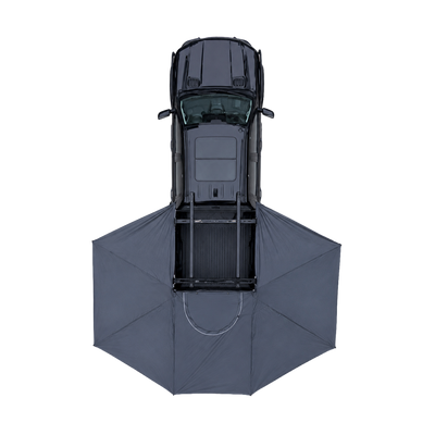 NaturNest 360 Degree Car Awning — Feature shot: full 360° wraparound shelter deployed around vehicle