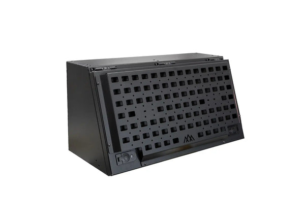 Backwoods Adventure Mods Bed Rack Storage Box (2020–2027 Gladiator) — Feature shot: aluminum storage box for the Gladiator bed rack