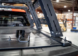 Backwoods Adventure Mods Retractable Cover Mounts (Universal) — Lifestyle shot: Backwoods Adventure Mods bed rack riding on a Retrax cover