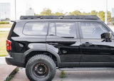 Backwoods Adventure Mods DRIFTR Roof Rack (2024–2027 Land Cruiser 250) — Feature shot: side view of the installed rack