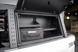 Backwoods Adventure Mods Bed Rack Storage Box (2005–2027 Tacoma) — Feature shot: inside the storage compartment